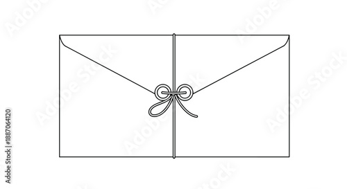 Plain white horizontal envelope featuring a traditional string and button closure shown in a simple black line drawing.