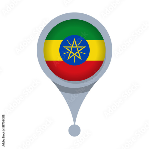ETHIOPIA  Location Pin Icon with Flag Isolated on Transparent Background