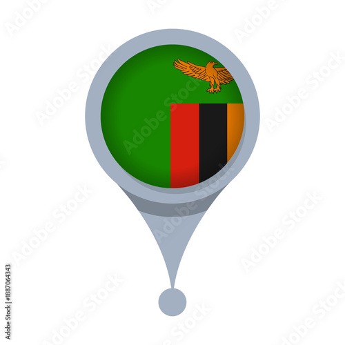 Bild auf Leinwand ZAMBIA  Location Pin Icon with Flag Isolated on Transparent Background