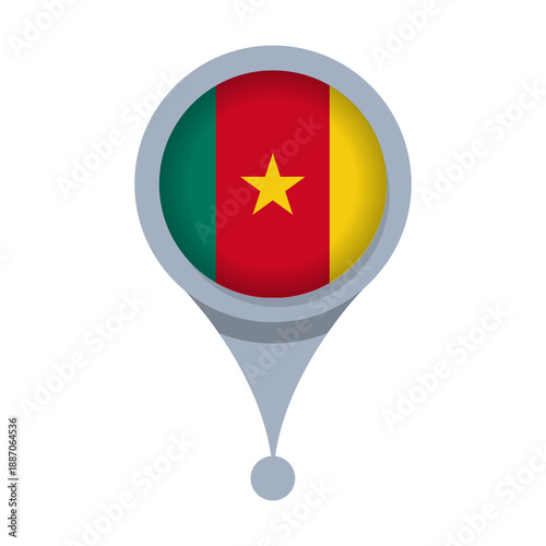 Tableau sur toile CAMEROON  Location Pin Icon with Flag Isolated on Transparent Background