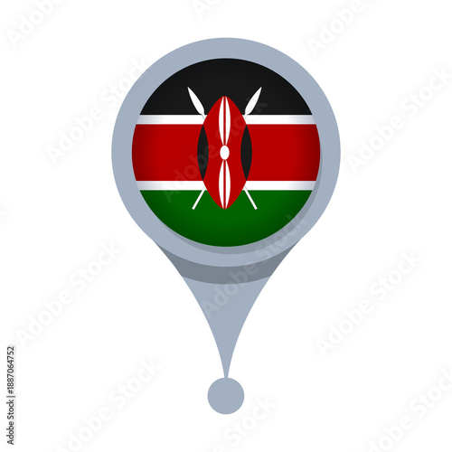 Tableau sur toile KENYA  Location Pin Icon with Flag Isolated on Transparent Background
