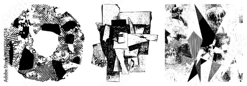 Abstract Geometric Forms in Halftone and Stippled Vector Art