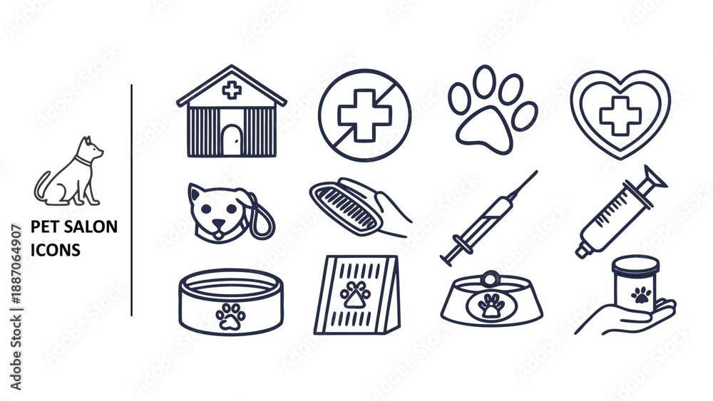 Fototapeta premium set of pet saloon icons