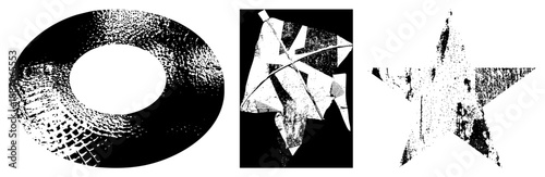 Abstract Geometric Shapes with Halftone Texture