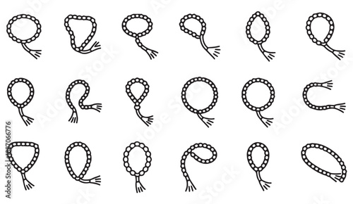 Cowboy lasso and cord knot vector outline pack