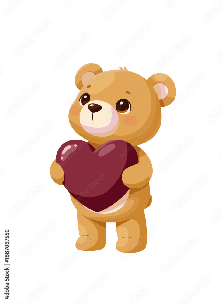 Fototapeta premium teddy bear holding heart, kids plush toy, valentines day bear, love gift for children, soft stuffed bear, heart shaped gift, romantic kids toy, bear with heart symbol, child friendly love theme, sweet