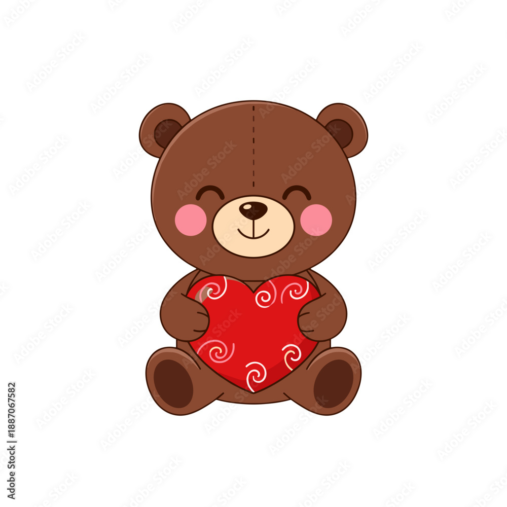 Obraz premium teddy bear holding heart, kids plush toy, valentines day bear, love gift for children, soft stuffed bear, heart shaped gift, romantic kids toy, bear with heart symbol, child friendly love theme, sweet