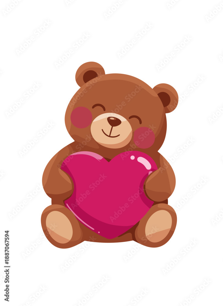 Obraz premium teddy bear holding heart, kids plush toy, valentines day bear, love gift for children, soft stuffed bear, heart shaped gift, romantic kids toy, bear with heart symbol, child friendly love theme, sweet
