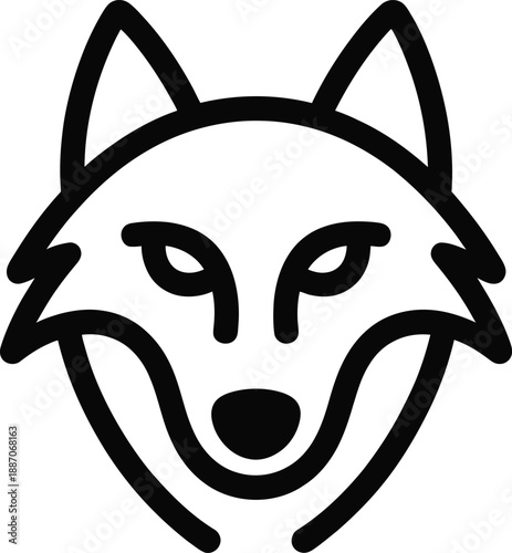 Black and white cat face with pointy ears and smiling mouth