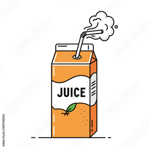 Fresh juice carton with straw