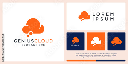 Genius cloud logo design with brain.