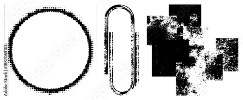 Abstract Halftone Shapes with Dot and Grunge Texture