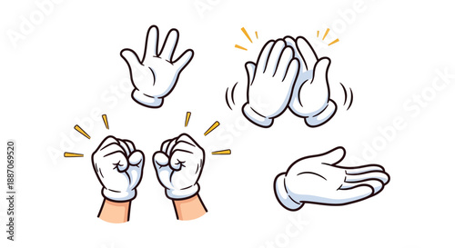 Illustration of various hand gestures and positions.