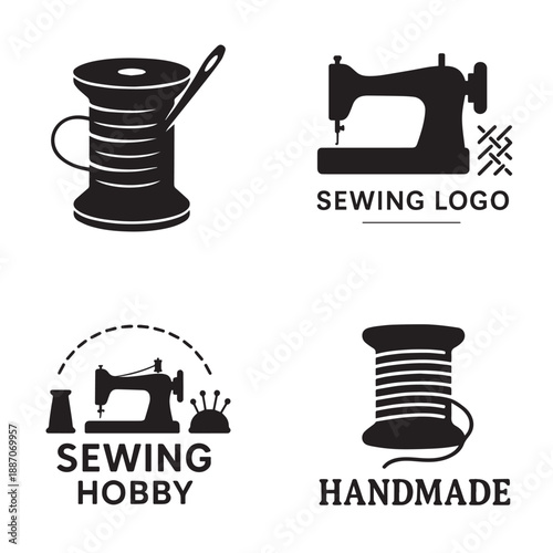 Creative sewing icons and logos for crafts and handmade businesses