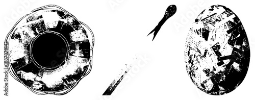 Abstract Textured Circular & Elliptical Shapes with Stylized Arrow