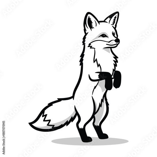 Cartoon fox exercising with dumbbells