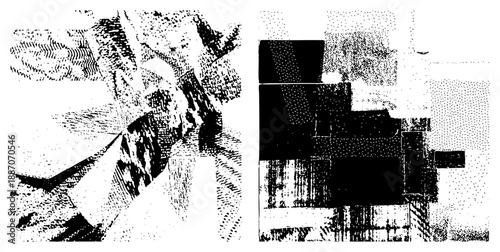Abstract Geometric Forms in Halftone Dot Matrix