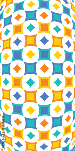 Background square seamless pattern colorful. Diamond shapes mosaic motif