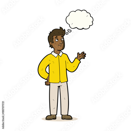 Man thinking with thought bubble above head