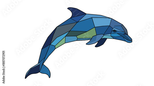 Geometric Dolphin Illustration Blue and Green Tones.