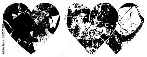Broken Heart Graphic with Cracked Texture and Grunge Effect