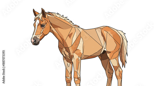 Geometric Style Palomino Horse Illustration Standing Proudly.