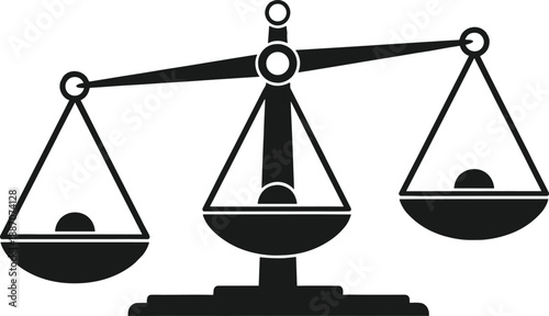 Black icon of an unbalanced scale, representing injustice, inequality, or a decision yet to be made in legal or business matters.