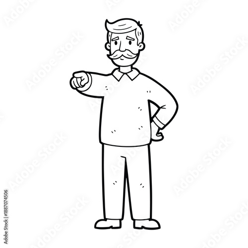 Cartoon man pointing with confidence and authority