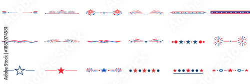 Minimal Patriotic Line and Ribbon Divider Icon Set