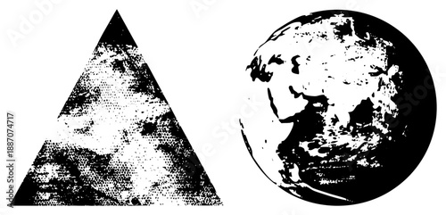 Halftone Earth Globe and with Textured Dot