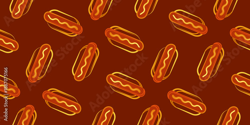 Obraz na płótnie hot dog seamless pattern wallpaper texture illustration