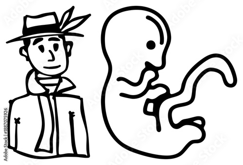 Vintage Detective and Ghostly Specter in Minimalist Art