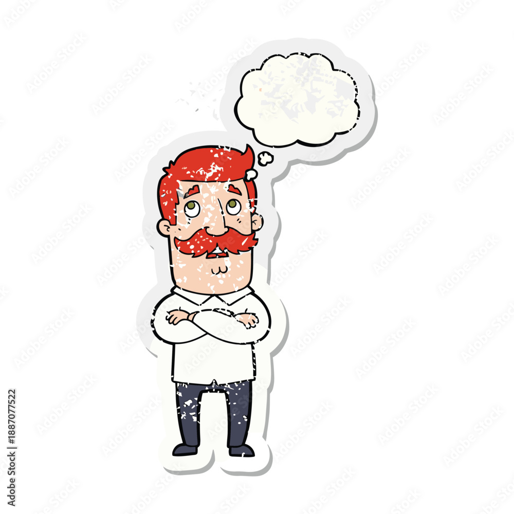 Fototapeta premium Thoughtful man with red mustache standing