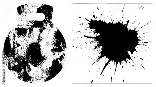 Abstract Black Ink Splatter and Textured Weight Design