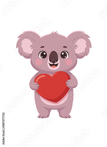 koala holding heart, koala sending love, romantic koala emotion, heart holding koala, loving koala character, affectionate animal, gentle love symbol, romantic animal theme, caring koala gesture, swee