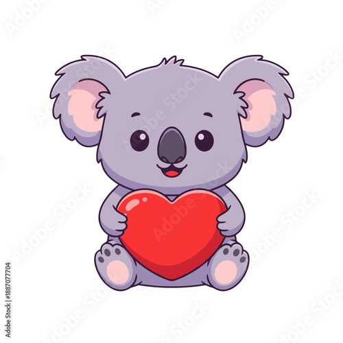 koala holding heart, koala sending love, romantic koala emotion, heart holding koala, loving koala character, affectionate animal, gentle love symbol, romantic animal theme, caring koala gesture, swee