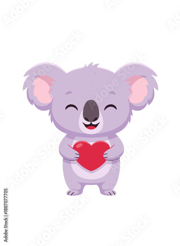 koala holding heart, koala sending love, romantic koala emotion, heart holding koala, loving koala character, affectionate animal, gentle love symbol, romantic animal theme, caring koala gesture, swee