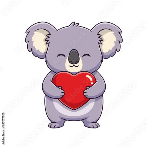 koala holding heart, koala sending love, romantic koala emotion, heart holding koala, loving koala character, affectionate animal, gentle love symbol, romantic animal theme, caring koala gesture, swee