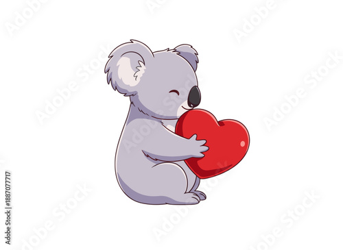 koala holding heart, koala sending love, romantic koala emotion, heart holding koala, loving koala character, affectionate animal, gentle love symbol, romantic animal theme, caring koala gesture, swee