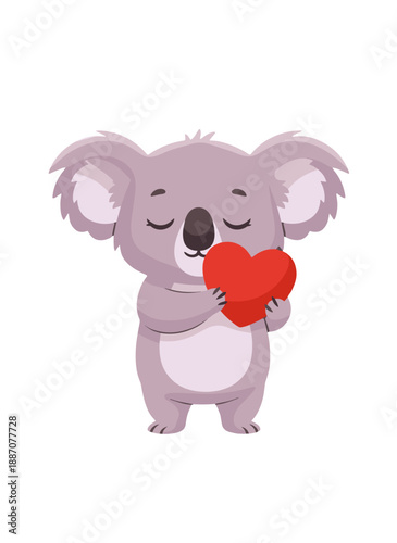 koala holding heart, koala sending love, romantic koala emotion, heart holding koala, loving koala character, affectionate animal, gentle love symbol, romantic animal theme, caring koala gesture, swee