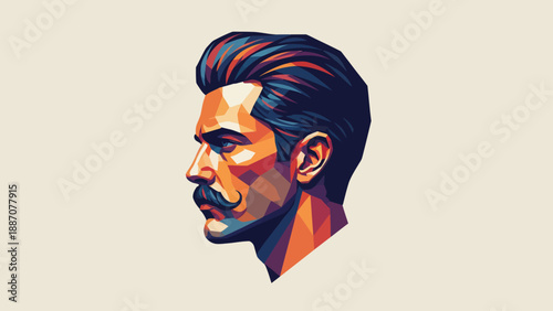 Stylized Portrait of a Man with a Moustache.
