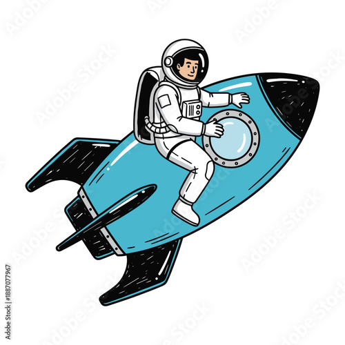 Astronaut riding a spacecraft in outer space