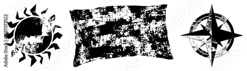 Wallpaper Mural Grunge Styled Sun, Pillow, and Compass Rose Vector Torontodigital.ca