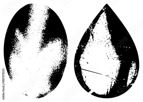 Abstract Halftone Water Droplet Shapes in Black and White Vector Art