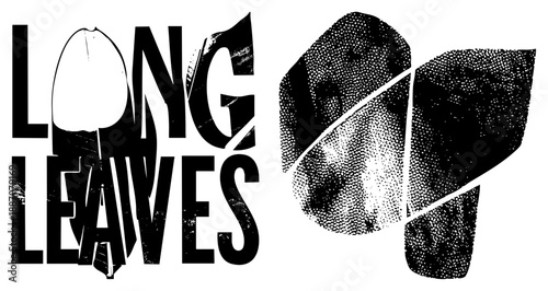 Bold Typography Logo Featuring Leaf Silhouettes and Halftone Texture
