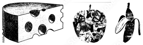 Cheese Block with Holes and Banana Peel Cutout