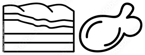 Slice of Layered Cake with Cream and Thumbprint Cookie