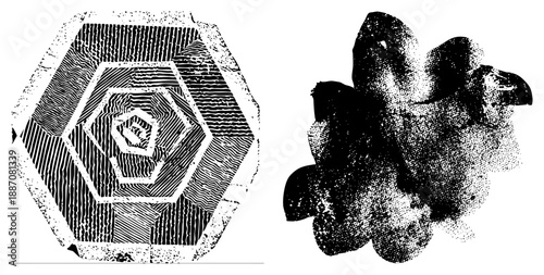 Geometric Hexagonal with Nested Shapes and Halftone Texture