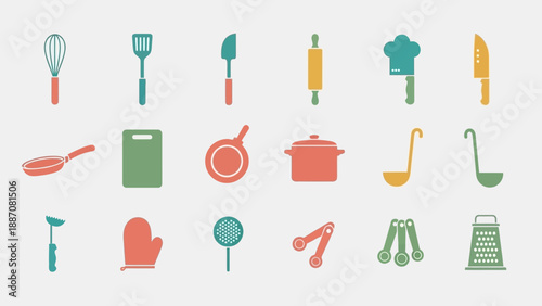 Kitchen Utensils Icons Set: Cooking Tools Collection Vector