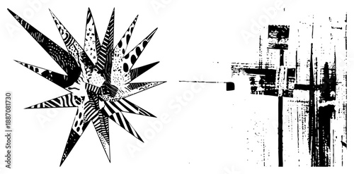 Abstract Starburst and Geometric Sculpture Vector Art